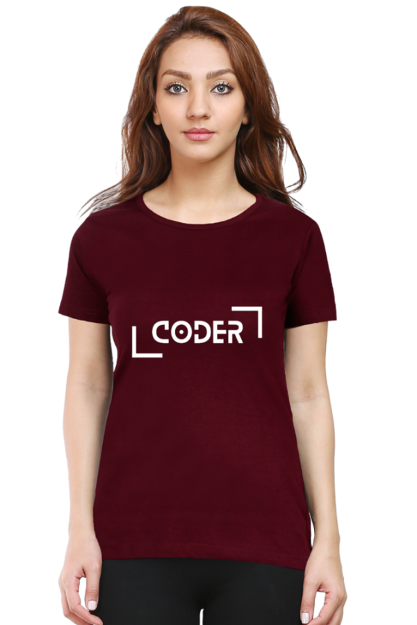Round Neck Women's "Coder" T-Shirt - Unleash Your Style with Comfort and Code!