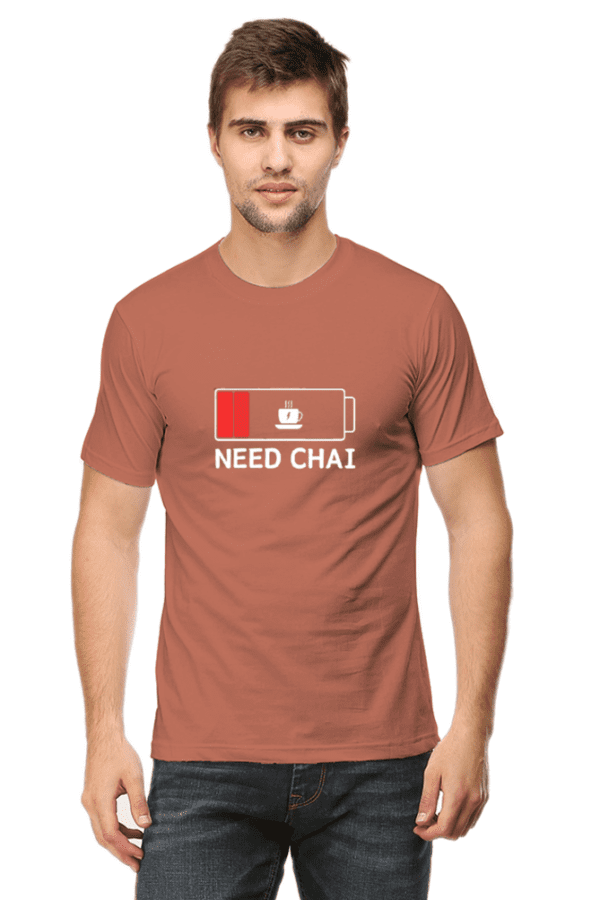 Round Neck Men’s “Need Chai” T-Shirt – Sip in Style with Comfort and Culture!