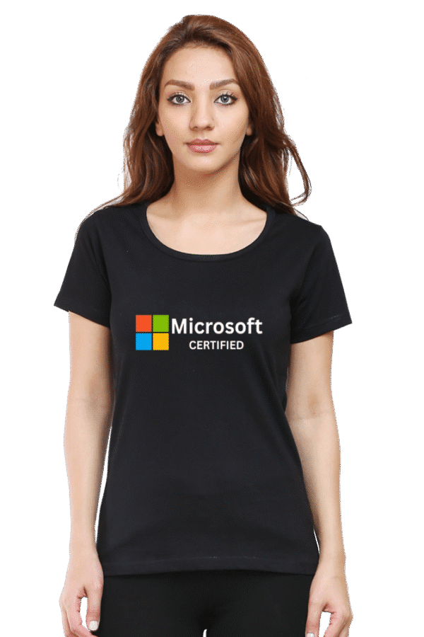 Round Neck Geek Pride T-Shirt for Women: Microsoft Certified