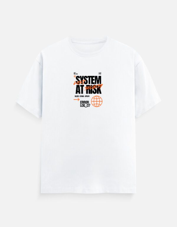 Round Neck Men’s ‘System At Risk’ T-Shirt – Bold, Techy & Ultra-Comfortable!