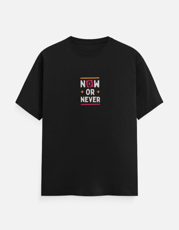 Round Neck Men’s ‘Now or Never’ T-Shirt – Stay Driven and Comfortable!