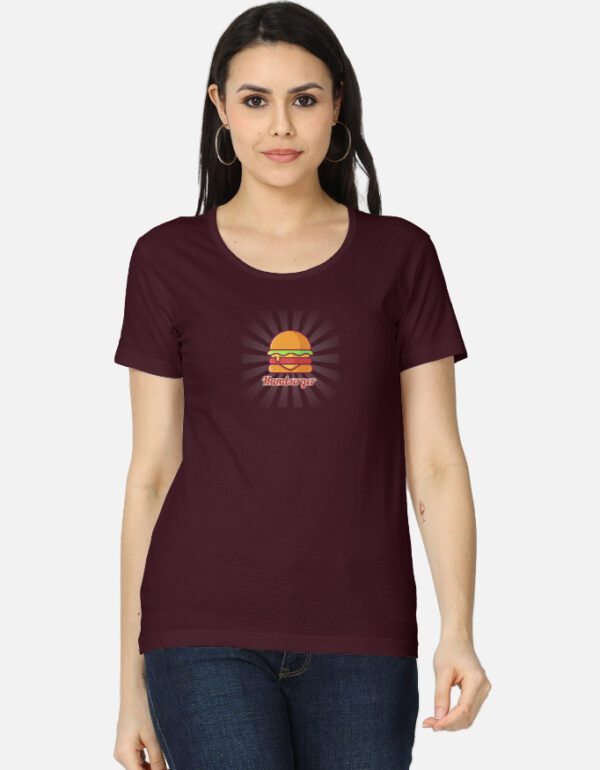Round Neck Women’s ‘Hamburger’ T-Shirt – Fun Style and Comfortable Wear!
