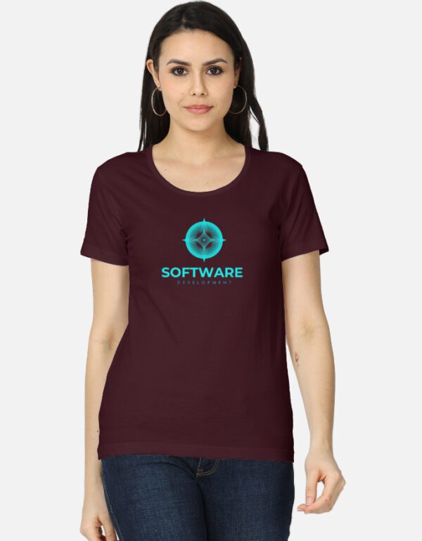 Round Neck Women’s ‘Software Development’ T-Shirt – Stay Inspired and Code with Confidence!
