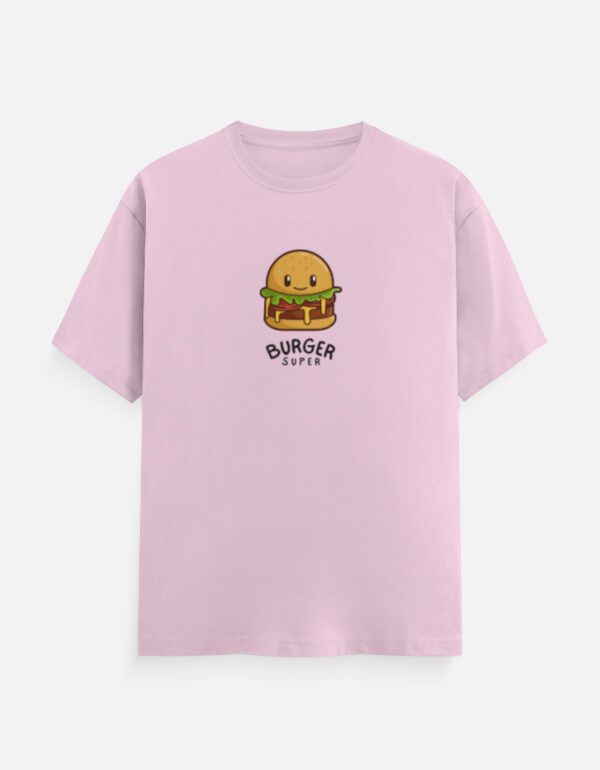 Round Neck Men’s “Burger Super” T-Shirt – Fun Style and All-Day Comfort!